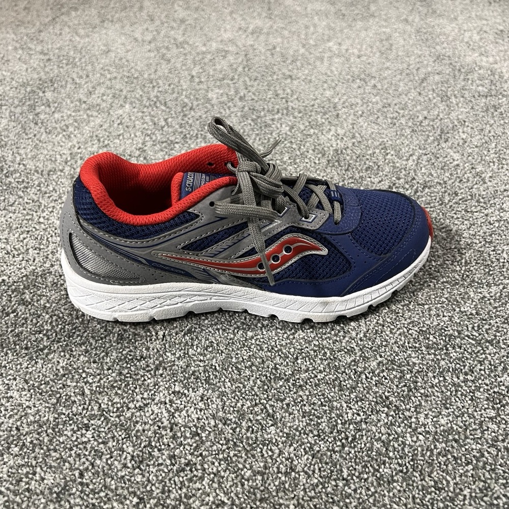 Saucony Cohesion 14 Kids Size 5 Navy Blue Red Gray Running Shoes SK265553